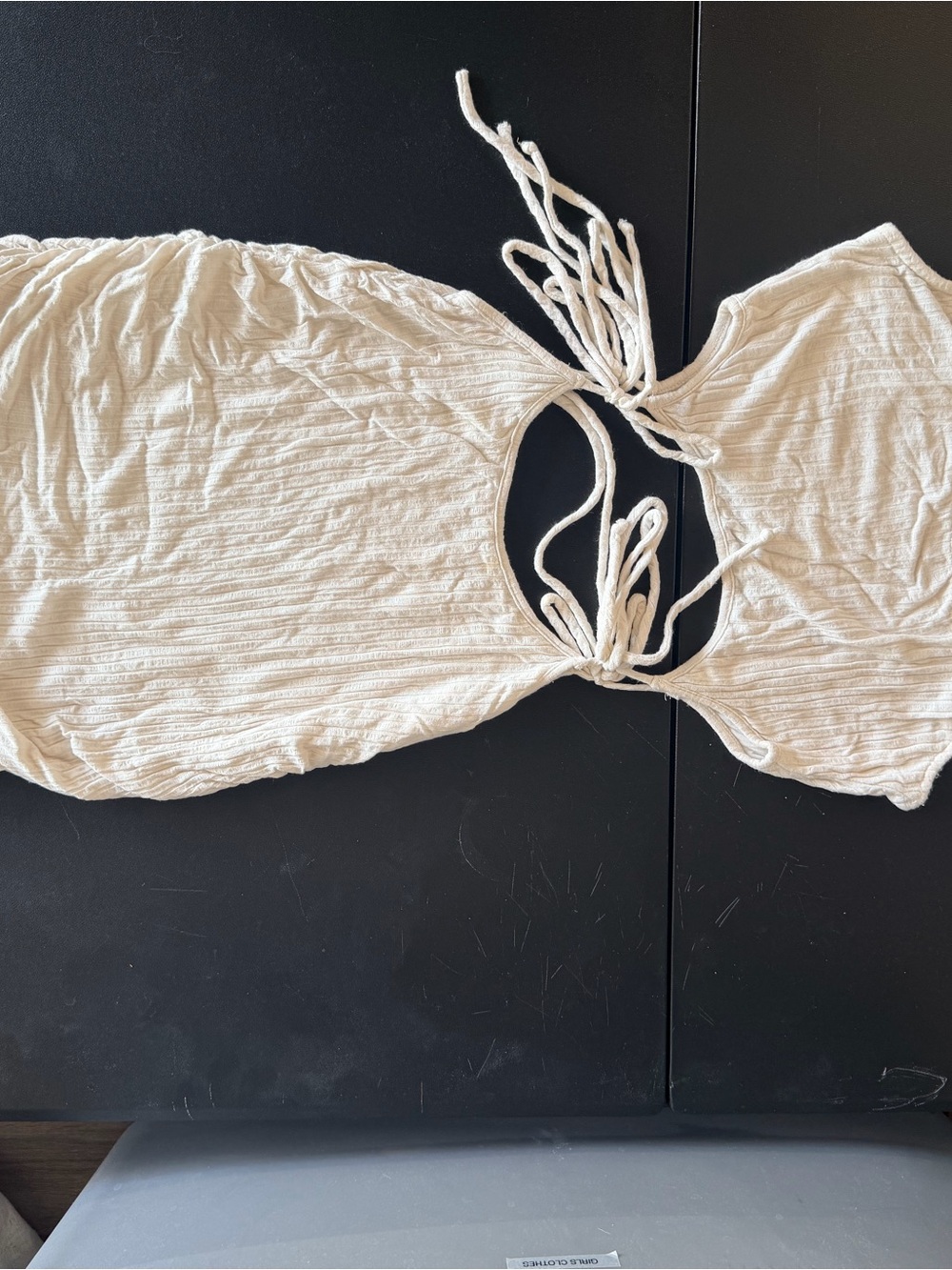 Cream Cutout Tie-Front Crop Top